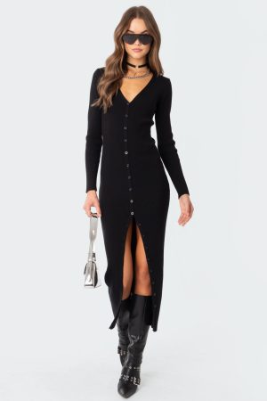 Jazlyn Knitted Button Up Maxi Dress