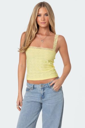 Virginia Lace Trim Eyelet Tank Top