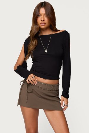 Cade Cutout Sleeves Boat Neck Top