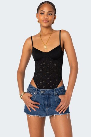 Raven Cupped Eyelet Bodysuit