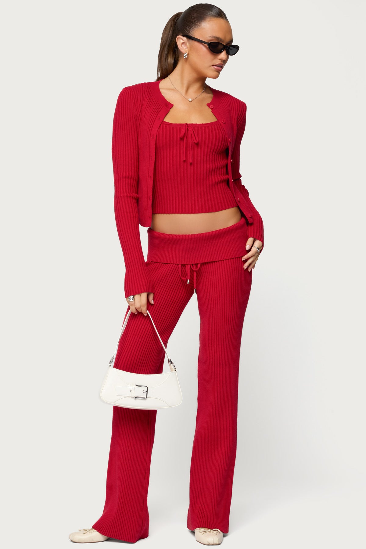 Adannah Tie Ribbed Knit Tank Top - Image 2