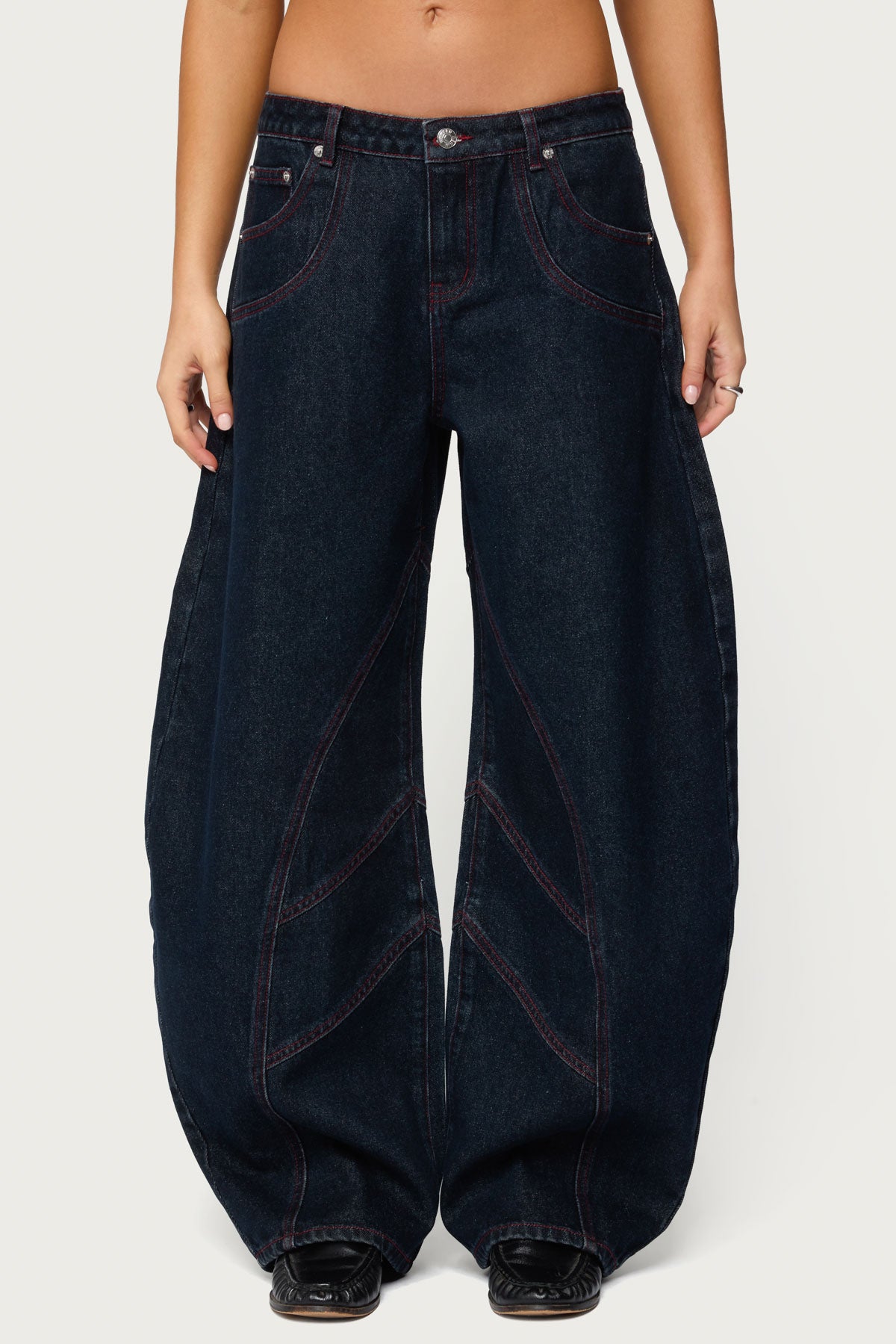 Double Pocket Low Rise Barrel Leg Jeans - Image 2