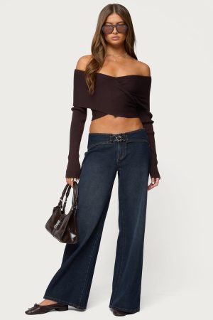 Briah Belted Low Rise Wide Leg Jeans