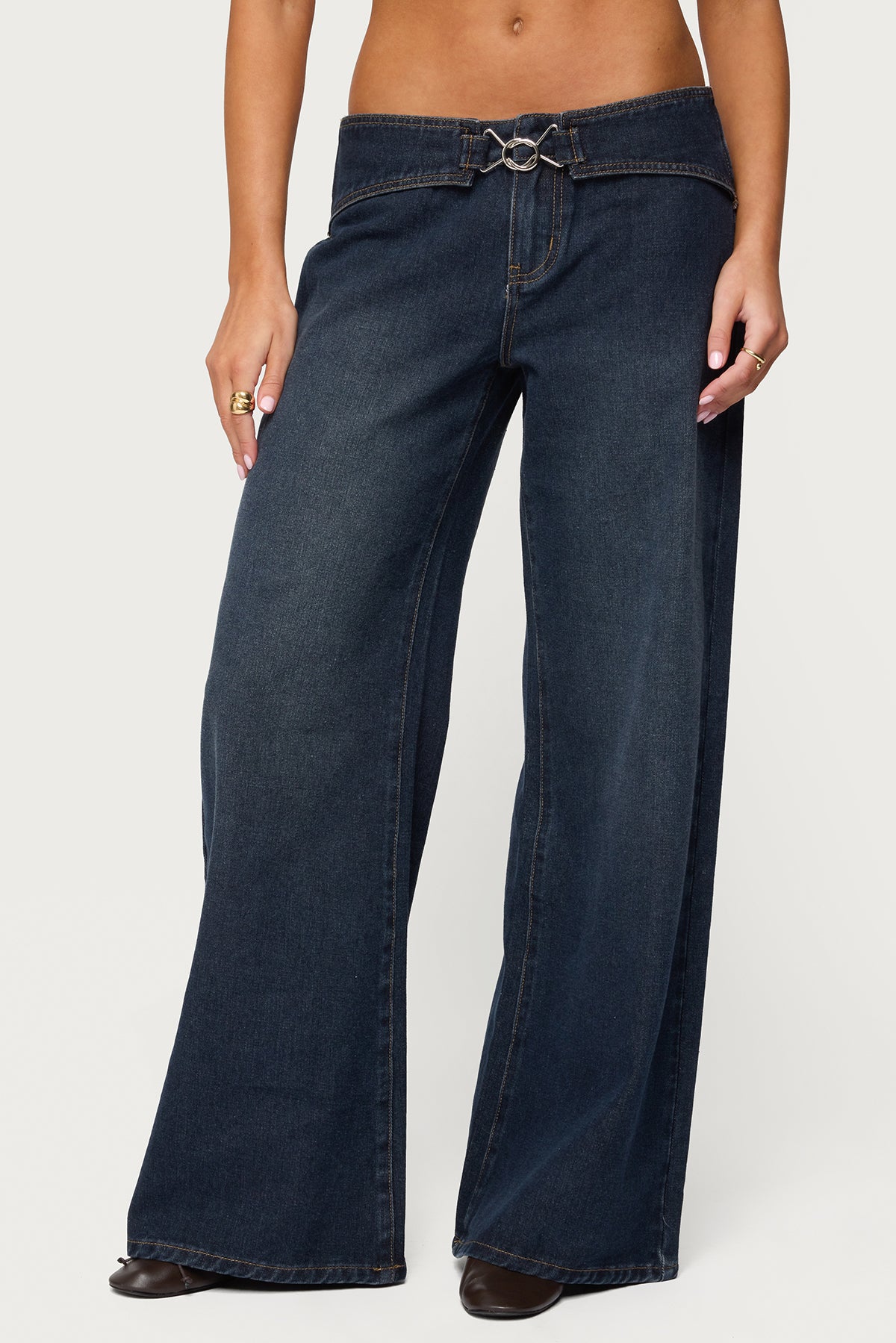 Briah Belted Low Rise Wide Leg Jeans - Image 2