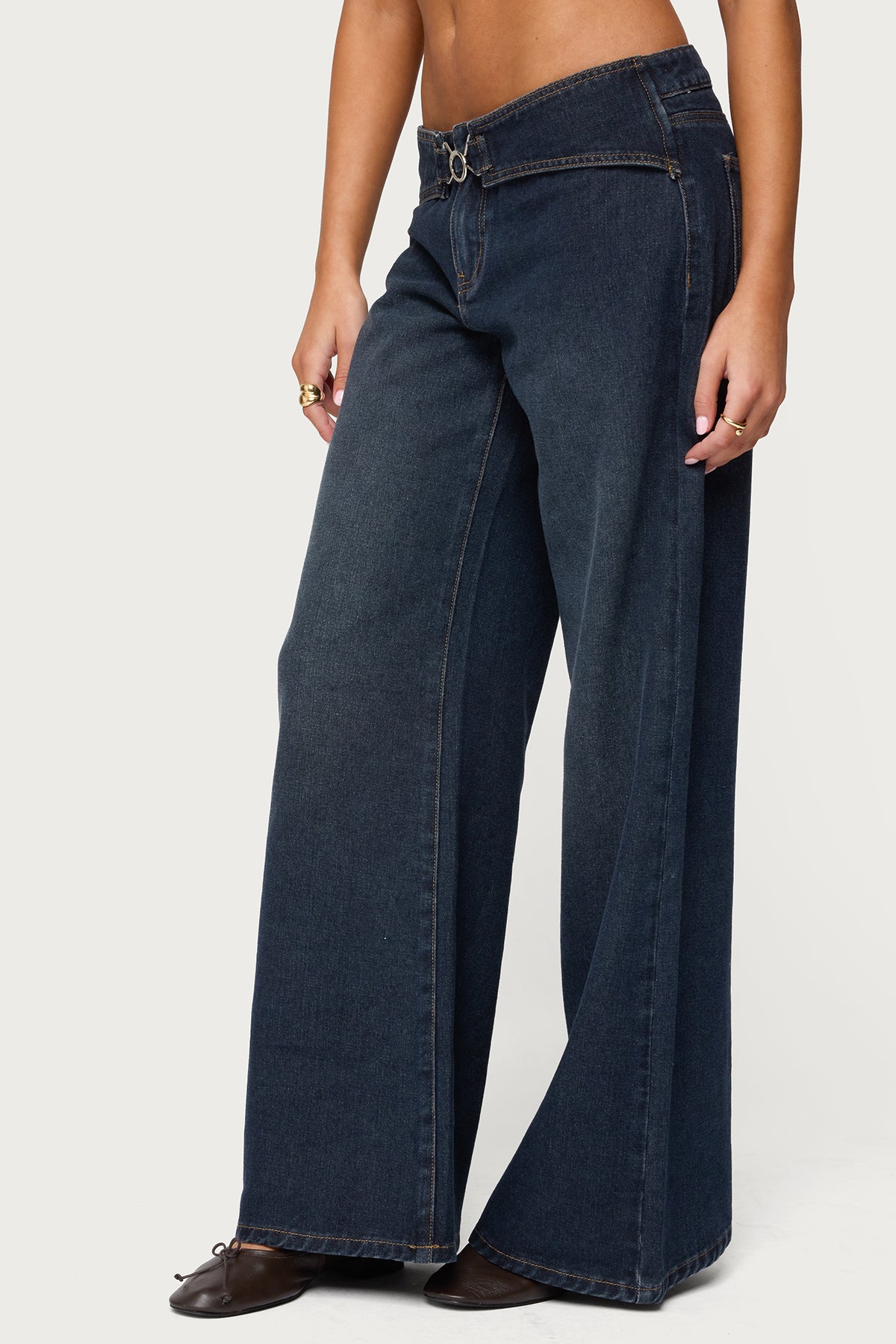 Briah Belted Low Rise Wide Leg Jeans - Image 3