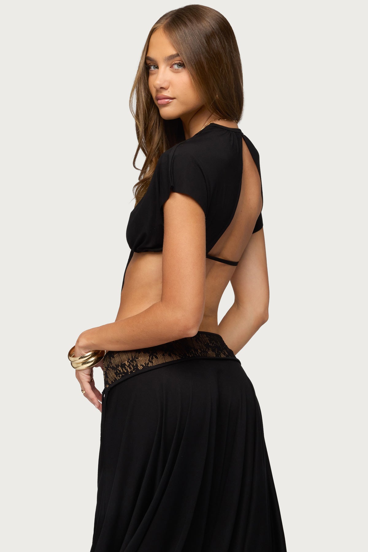 Kaylea Tie Front Backless Crop Top - Image 4