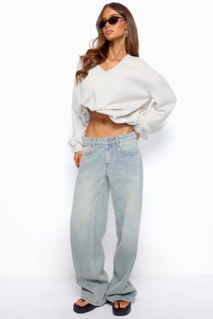 Quintie Mid Rise Straight Leg Jeans