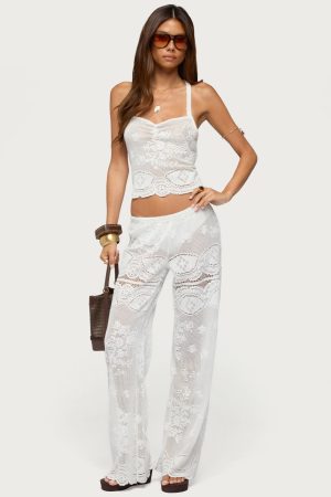 Milaya Sheer Crochet Straight Leg Pants