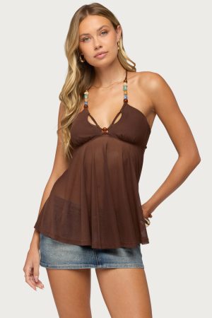 Alesi Beaded Tie Back Top