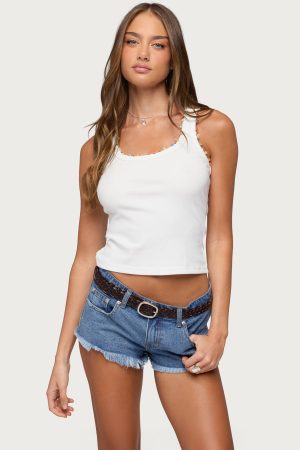 Gemstone & Bead Ribbed Tank Top