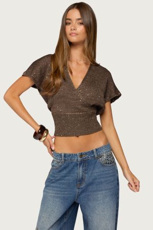 Shirah Backless Sequin Knit Top