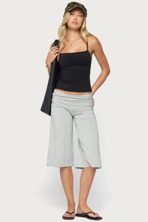 Shirly Wide Leg Foldover Capri Pants
