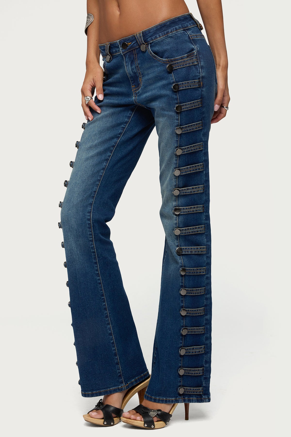 Button Loop Low Rise Bootcut Jeans - Image 4