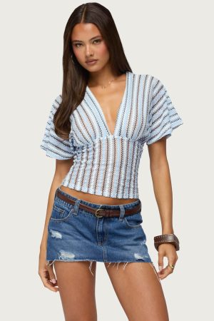 Alwyn Flutter Crochet Zigzag Top